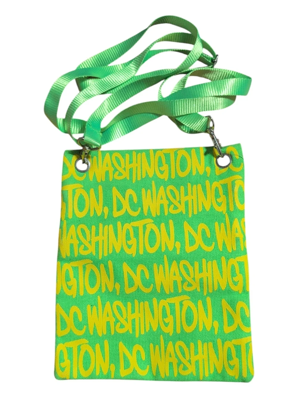Robin Ruth Neon Green Crossbody with Yellow and Pink Washington DC Print